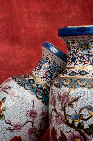 Pair of Oriental Cloisonne Vases