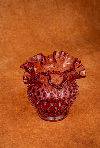 Fenton Cranberry Hobnail Art Vase