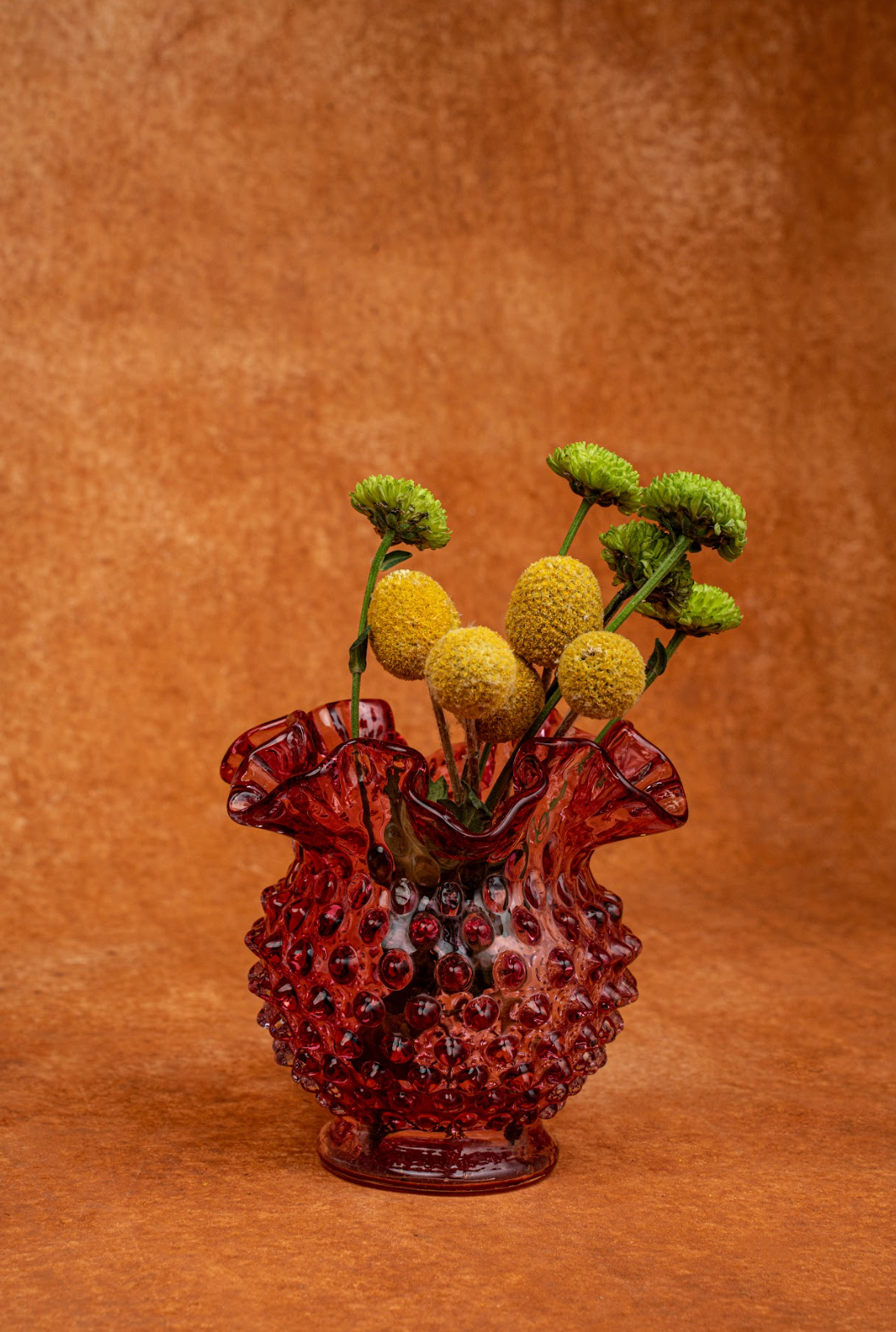 Fenton Cranberry Hobnail Art Vase