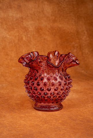 Fenton Cranberry Hobnail Art Vase