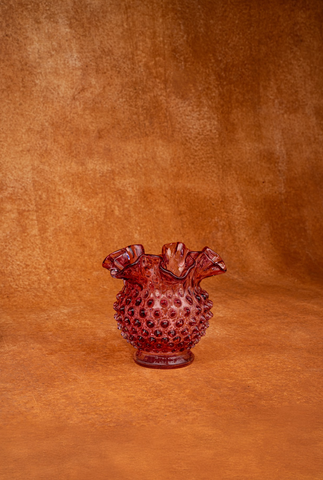 Fenton Cranberry Hobnail Art Vase