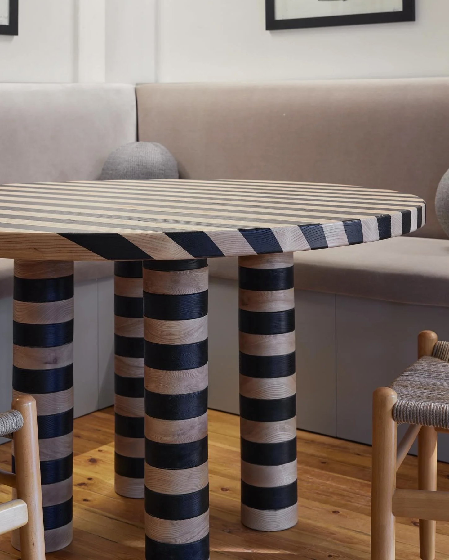 Striped Rounded Dining Table – The Mob Collective