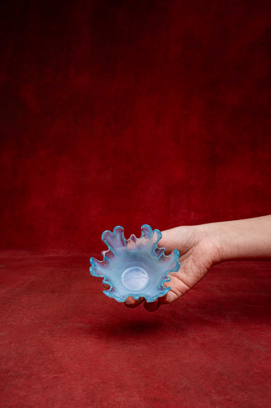 Art Glass Intricate Blue Bowl