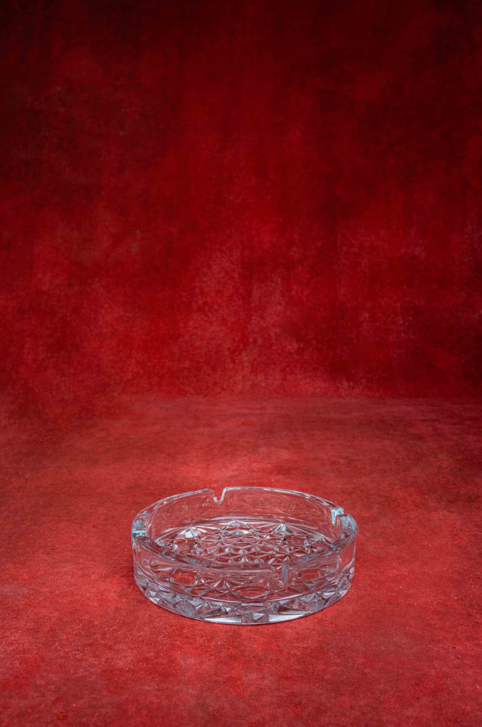 Heavy Pressed Glass Starburst Ashtray