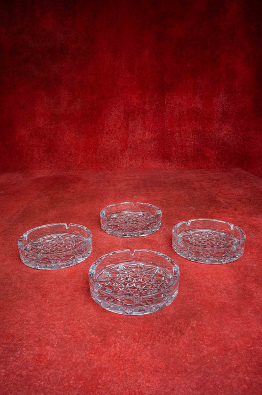 Heavy Pressed Glass Starburst Ashtray