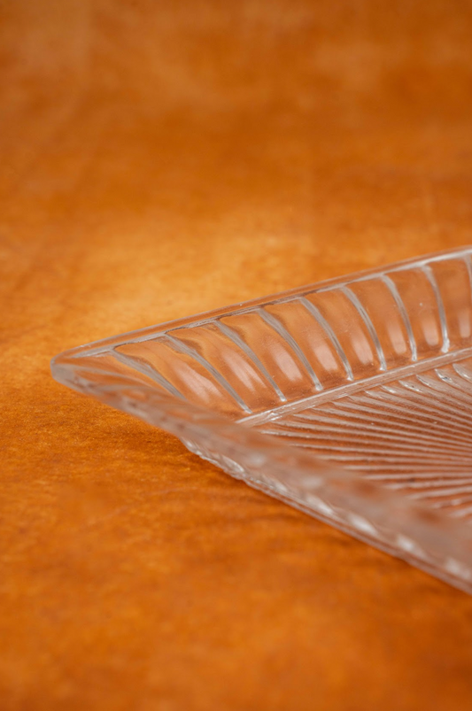 Rectangular Cut Glass Scalloped Relish Dish