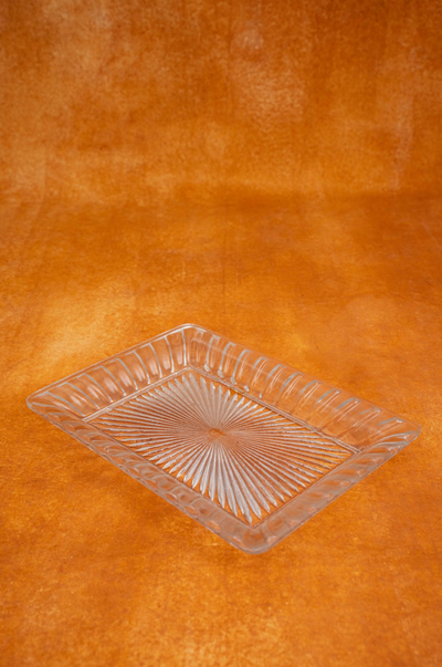 Rectangular Cut Glass Scalloped Relish Dish
