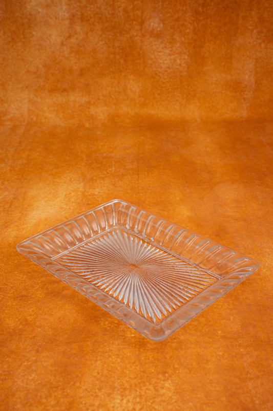 Rectangular Cut Glass Scalloped Relish Dish