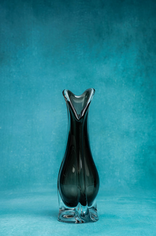 Vinatge Murano Smokey Topaz Swung Vase