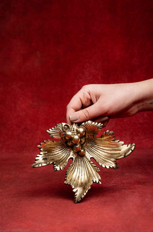 Solid Brass Trinket Grape Leave 60s Ashtrays