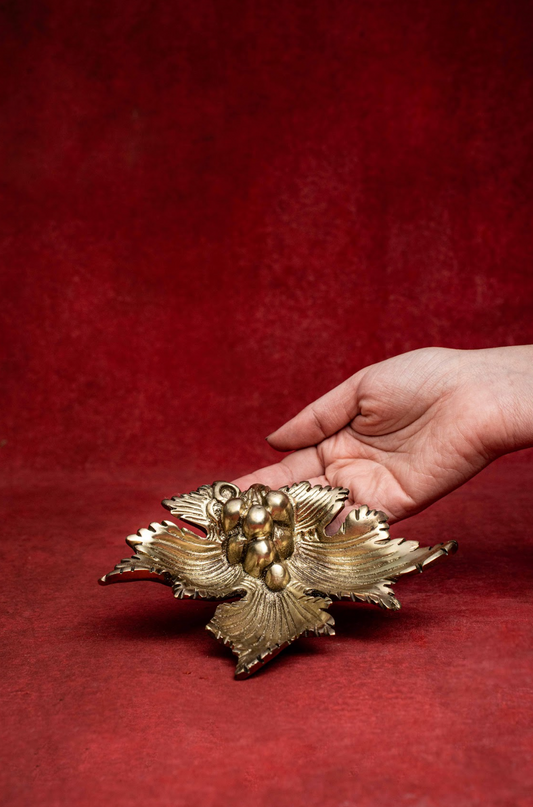 Solid Brass Trinket Grape Leave 60s Ashtrays