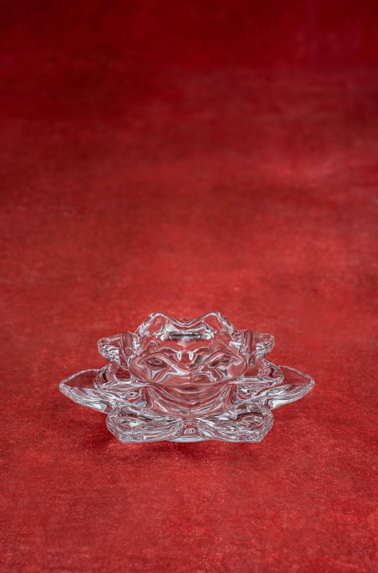 Pair of Clear Crystal Mikasa Lotus Candle Holders
