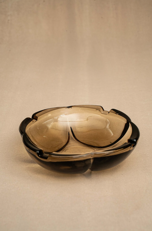 70s Space Age Retro Brown Glass Ashtray