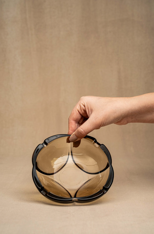 70s Space Age Retro Brown Glass Ashtray