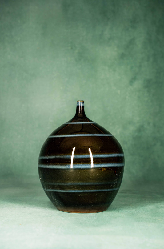 Set of 3 Harris Potteries Chicago Multi-Colored Striped Vases, 1980s