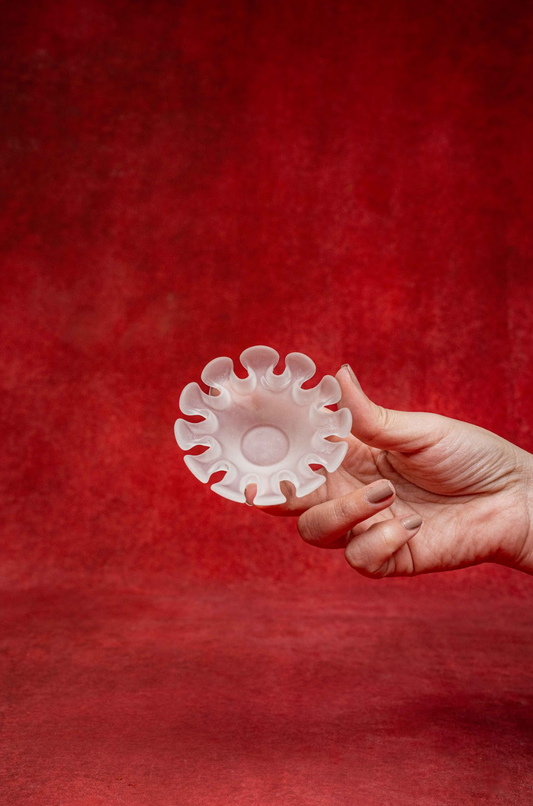 Flower Shape Frosty Glass Centerpiece