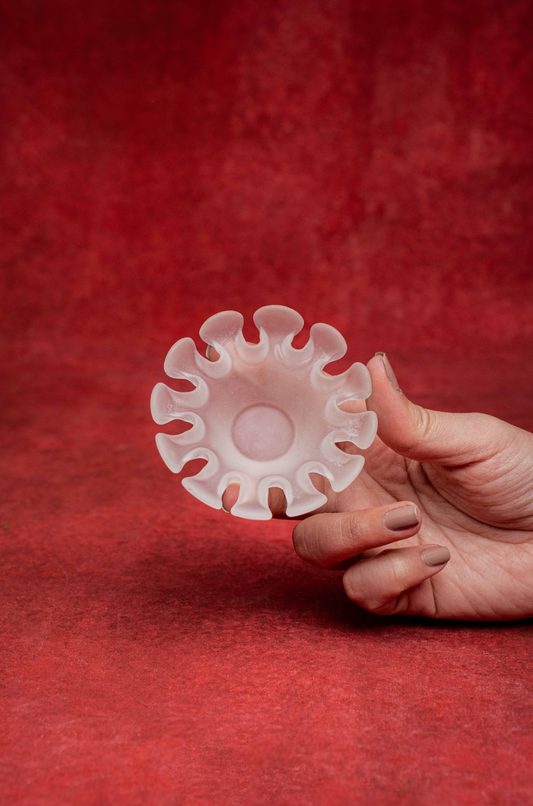 Flower Shape Frosty Glass Centerpiece