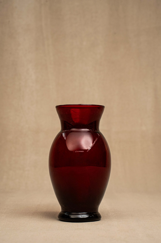 Vintage 1950s Anchor Hocking Ruby Red Glass Flower Vases