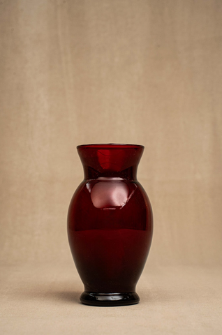 Set of Two Vintage 1950s Anchor Hocking Ruby Red Glass Flower Vases