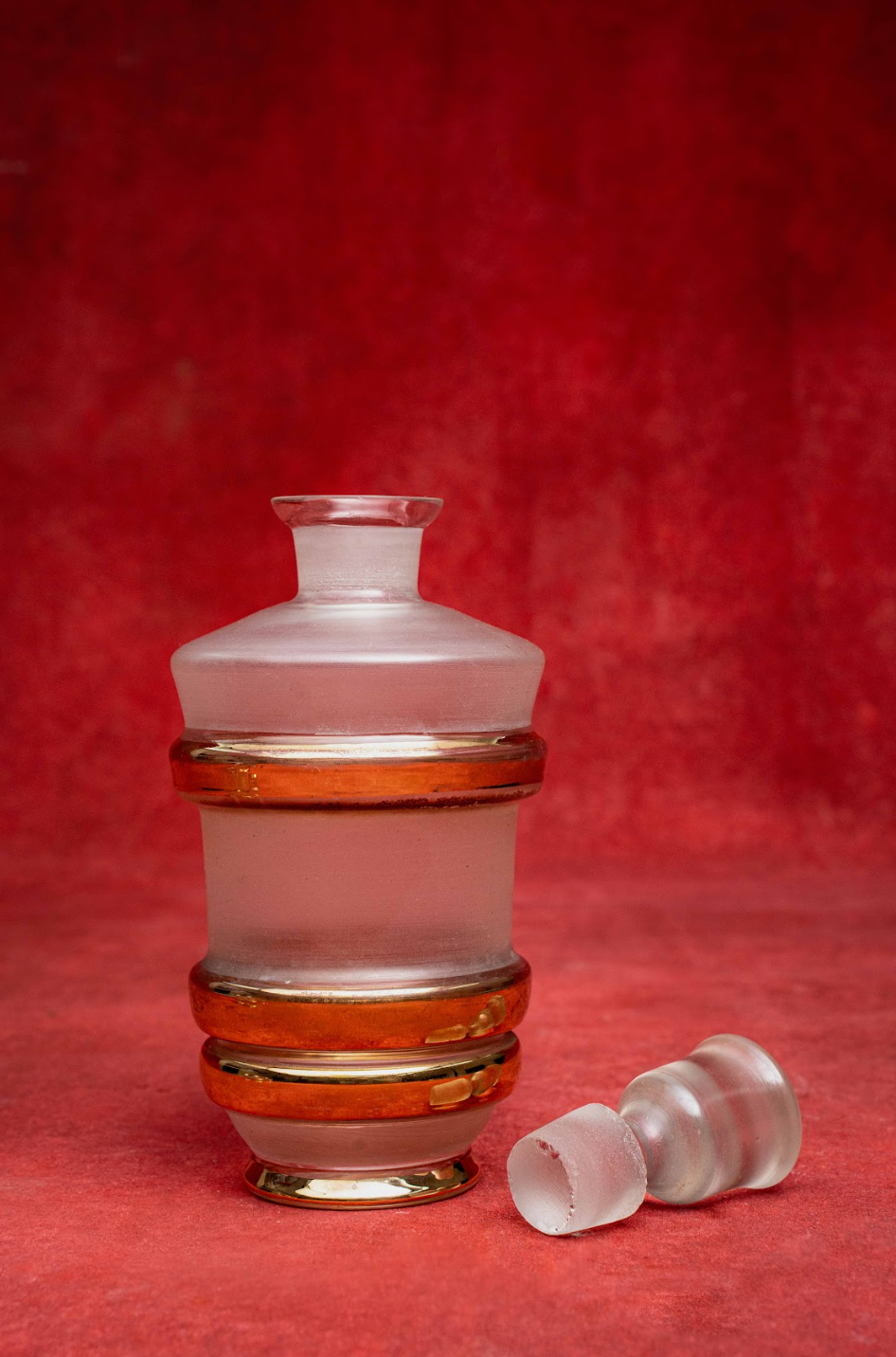 Retro 70s Decanter Set Bohemia Smoky Quartz Glass
