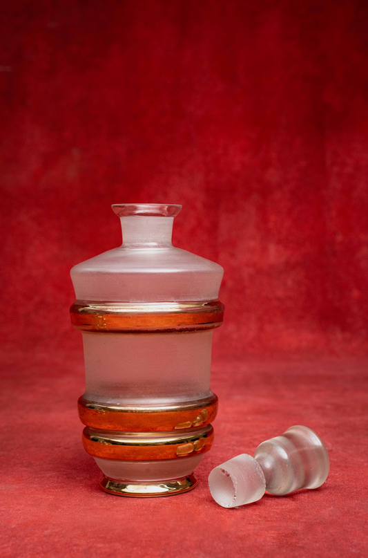 Retro 70s Decanter Set Bohemia Smoky Quartz Glass