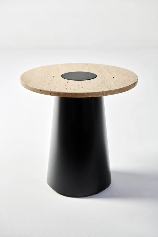 The Classic Travertine (2 Tables-Round & Cone Base)