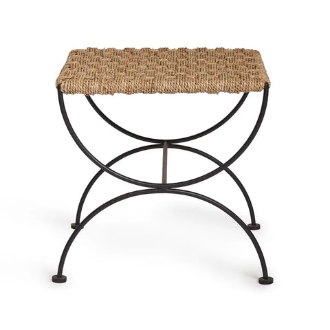 Metal & Seagrass Accent Stool