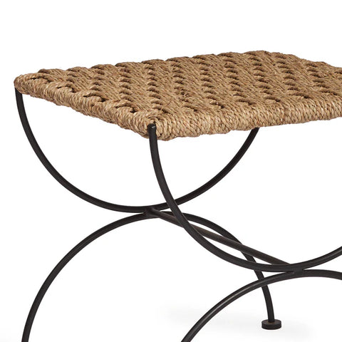 Metal & Seagrass Accent Stool