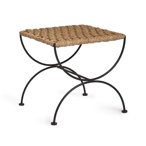 Metal & Seagrass Accent Stool