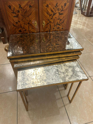 Jean Royere 1940s Gilt Metal Nesting Tables