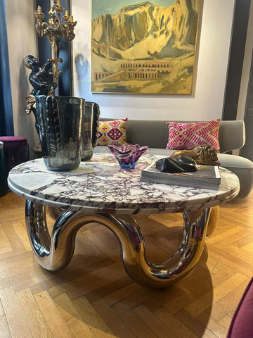 Marble and Stainless Steel Table