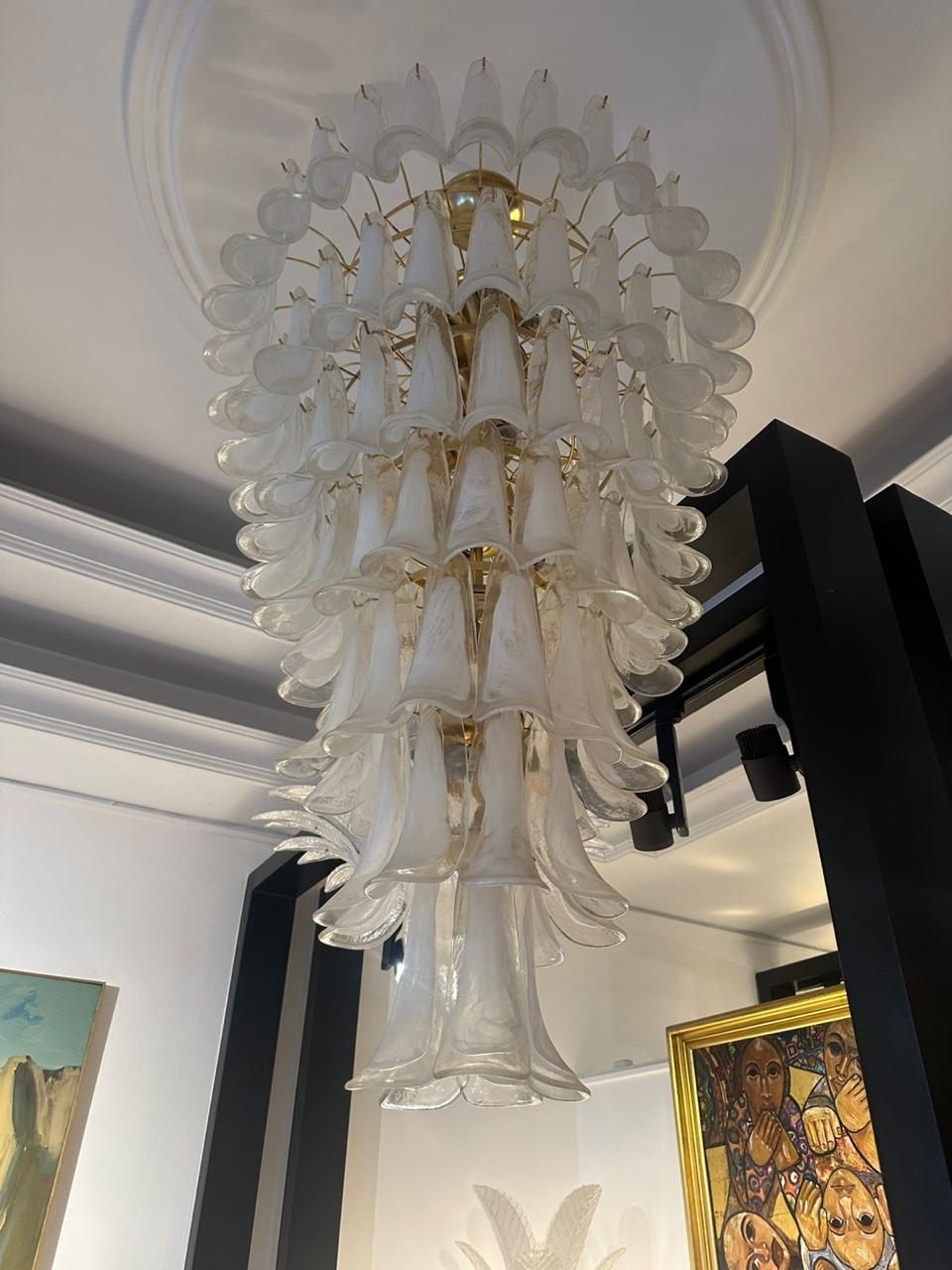 1960s Murano White Chandelier