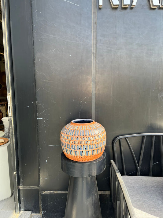 Antique Terracotta Grid Vase