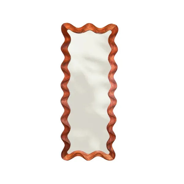 Teak Wave Mirror - Curated by Hana- The Mob Collective