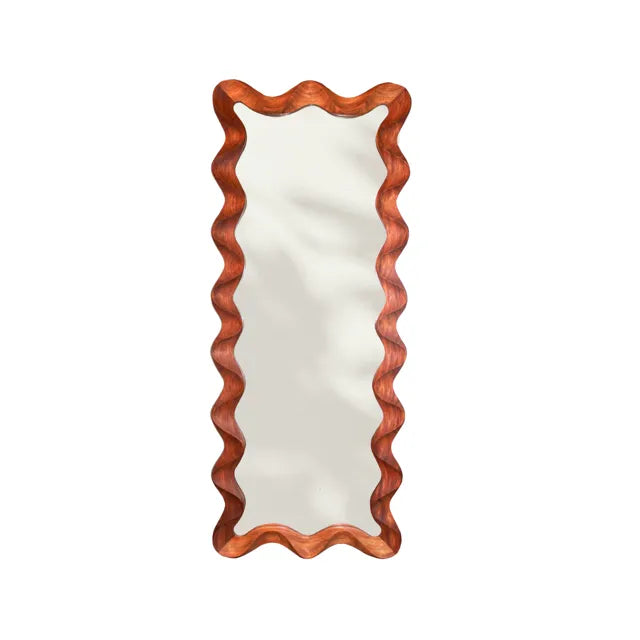 Teak Wave Mirror - Curated by Hana- The Mob Collective