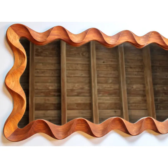 Teak Wave Mirror - Curated by Hana- The Mob Collective