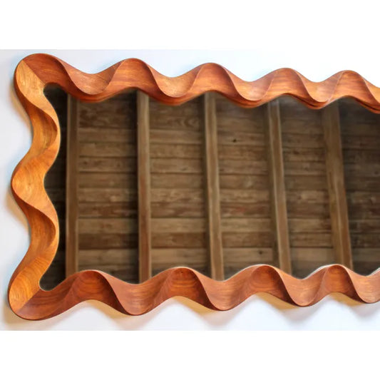 Teak Wave Mirror - Curated by Hana- The Mob Collective