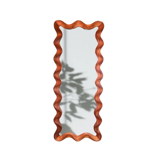 Teak Wave Mirror - Curated by Hana- The Mob Collective