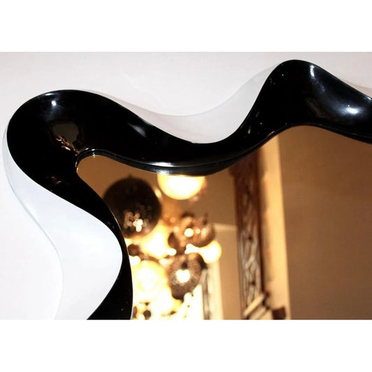 Teak Wave Mirror