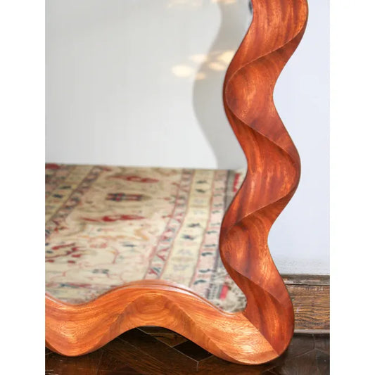 Teak Wave Mirror - Curated by Hana- The Mob Collective