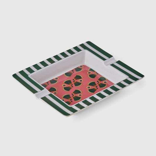 Lotus Dark Green & Pink Ashtray