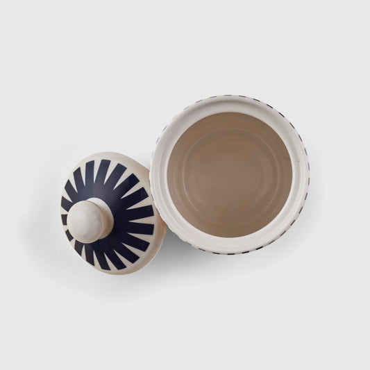Lotus Black & Beige Jar