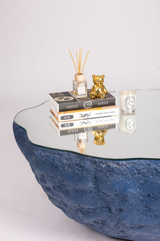 The Reflective Blue Rock Table - August- The Mob Collective