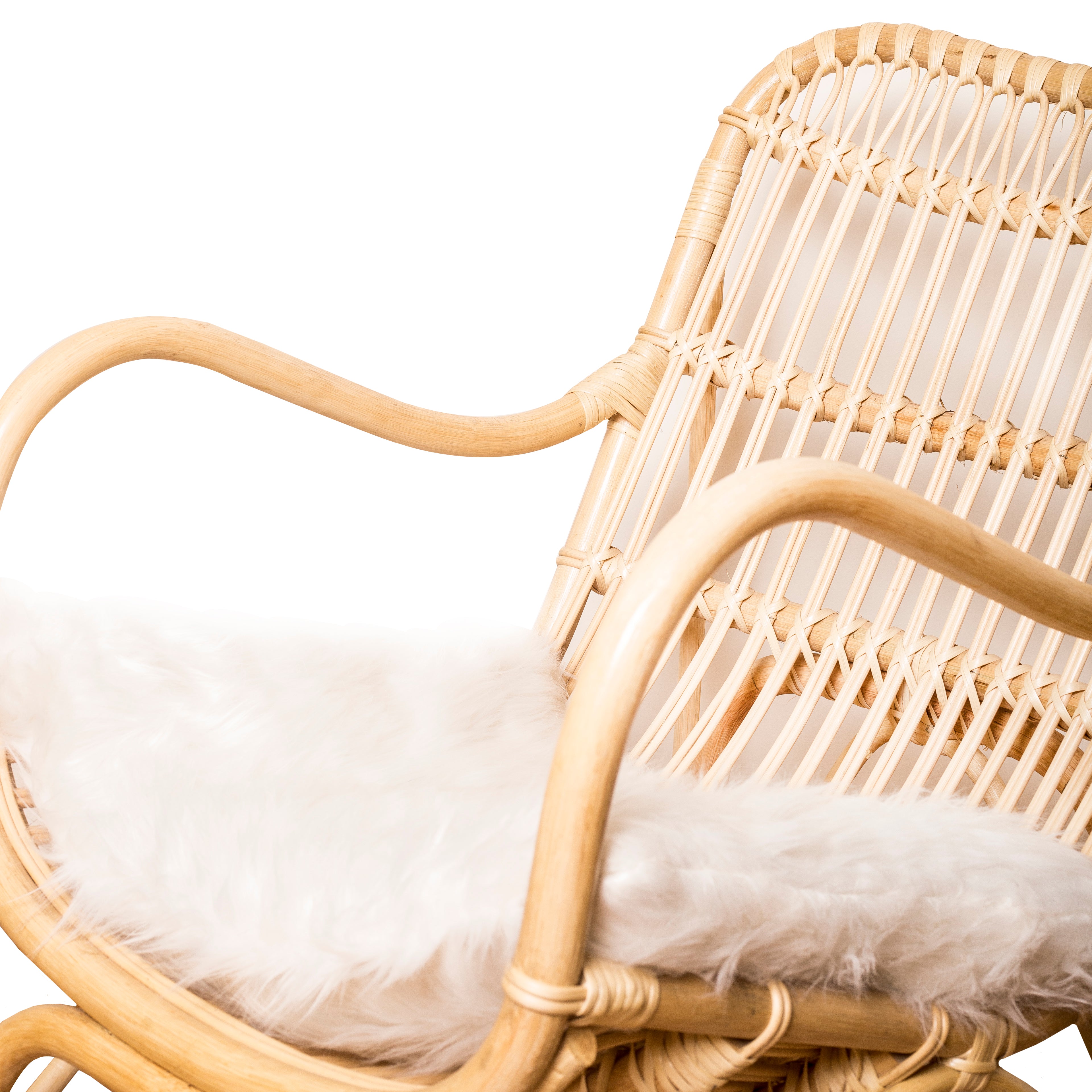 Fur Cushion Bamboo Armchair - SNUG- The Mob Collective