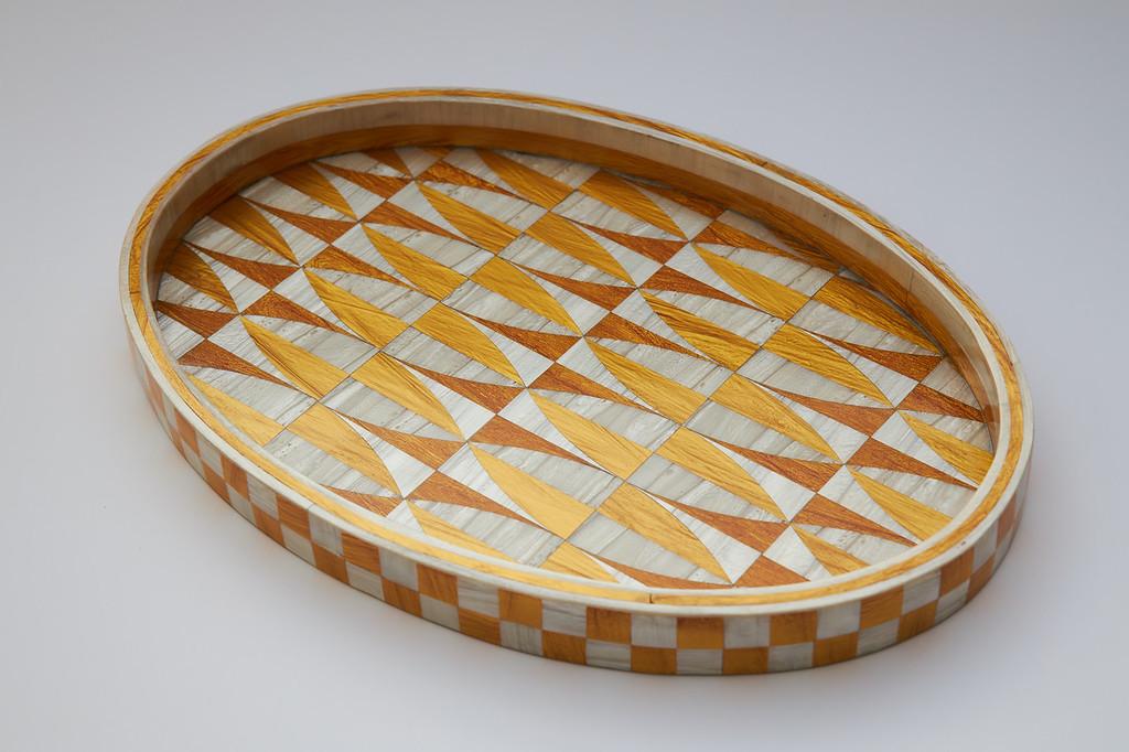 Shades of Gold Oval Tray - Rofoof- The Mob Collective