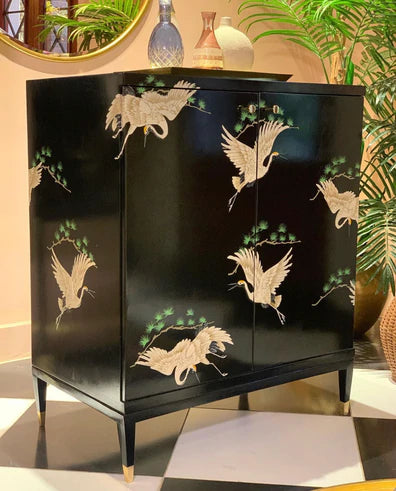 Hand Painted Birds Cabinet - THE SPRING PROJECT- The Mob Collective