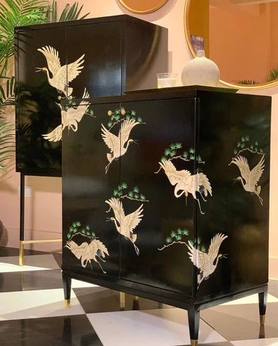 Hand Painted Birds Cabinet - THE SPRING PROJECT- The Mob Collective