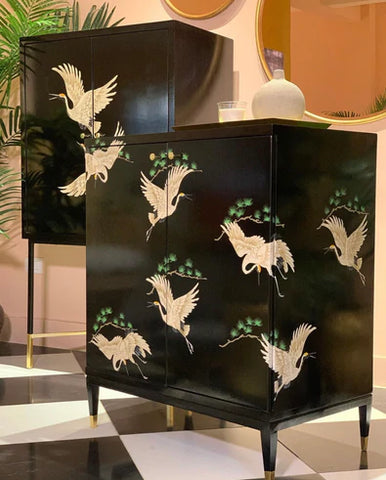 Hand Painted Birds Cabinet - THE SPRING PROJECT- The Mob Collective