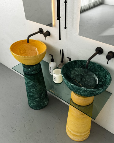 Yellow and Jade Marble Sink