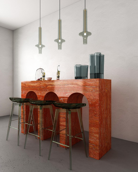 Red Travertine Bar